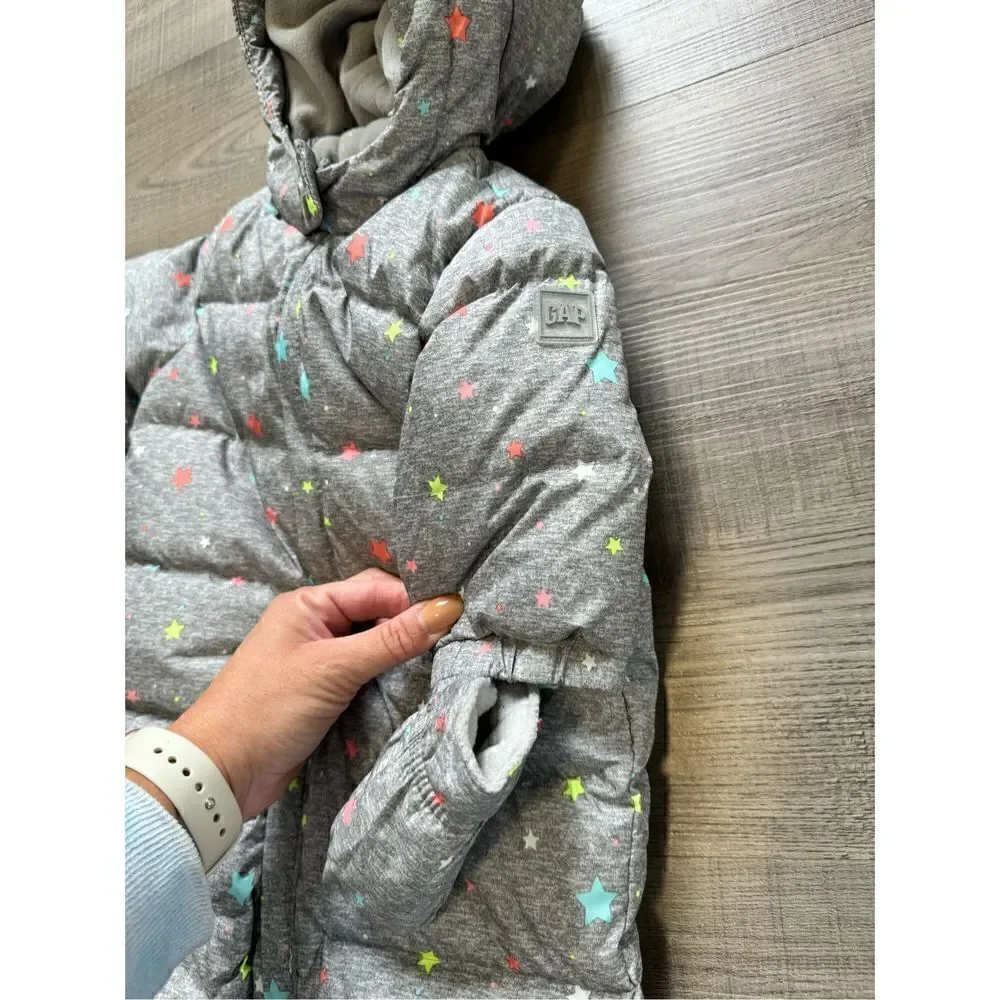 Baby Gap Unisex 0-6MO One Piece Footie Fleece Lined Grey Star Outfit